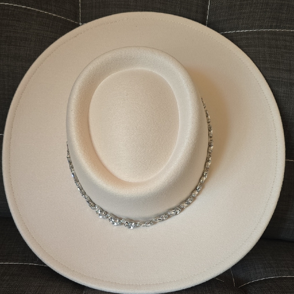 Dolls Kill Elegant Cream Hat with Silver Accents